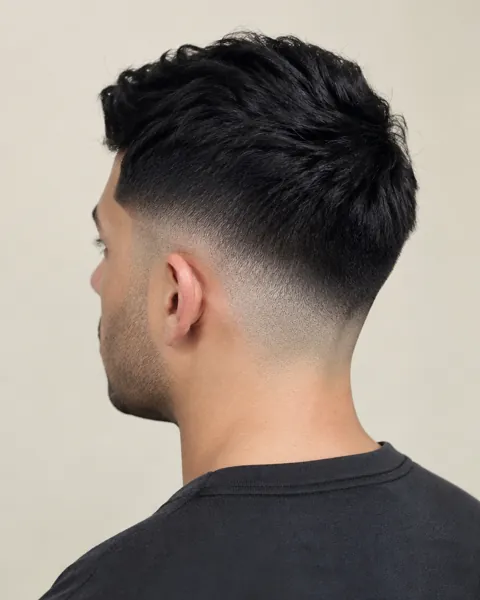 Clean skin fade haircut, side view